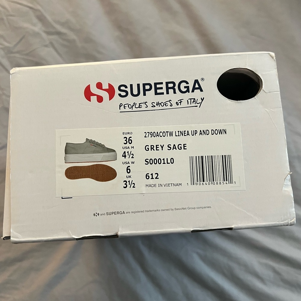 Superga Linea up and down in Gray sage size 36 NIB